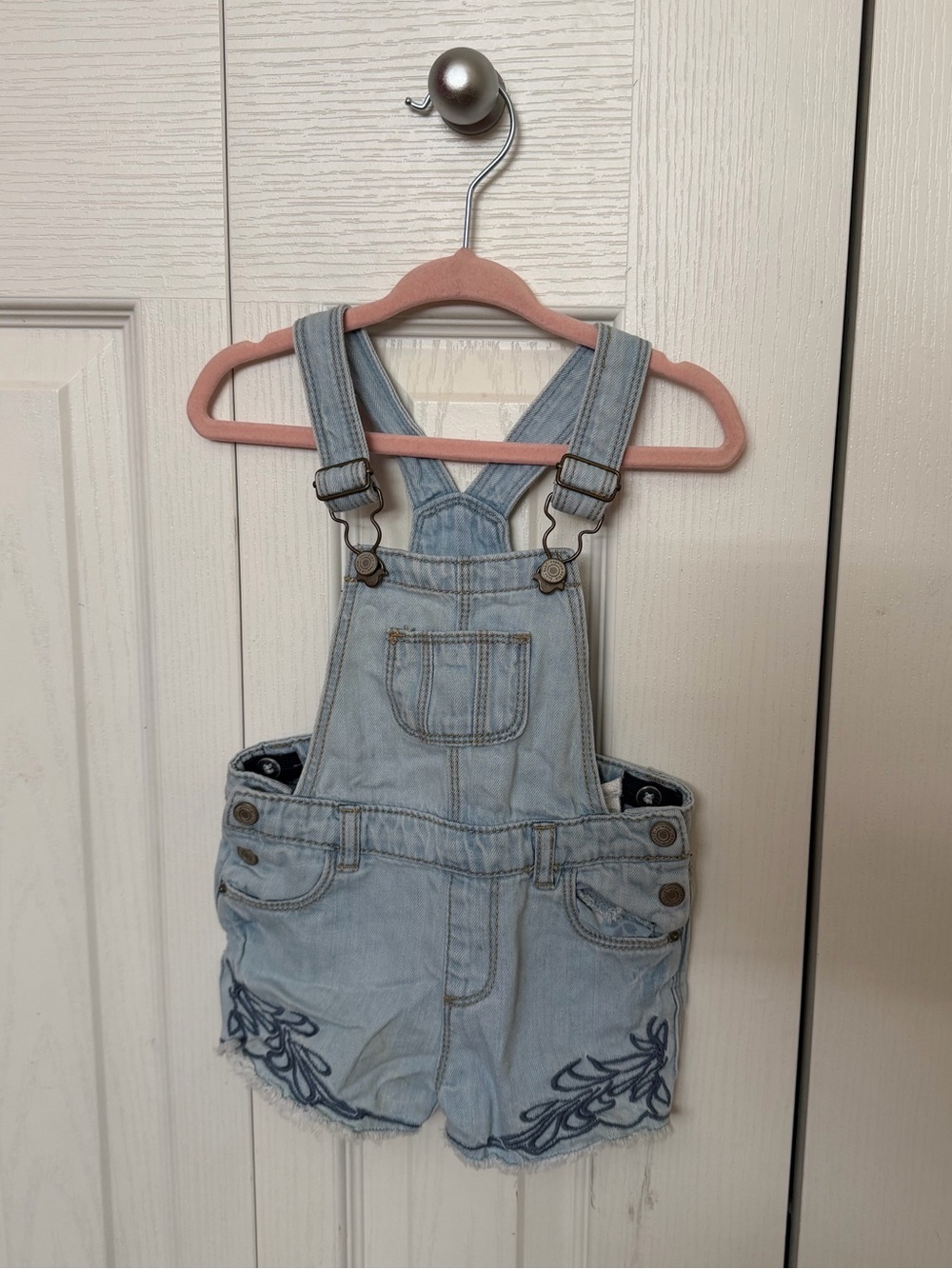 Zara Light Blue Denim Short Overalls for Kids